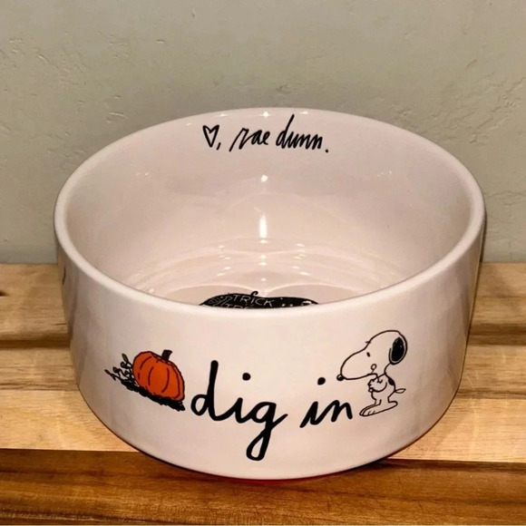Rae Dunn Peanuts Ceramic Dog Dish featuring Snoopy. Halloween pumpkins. NWTS - Picture 6 of 7
